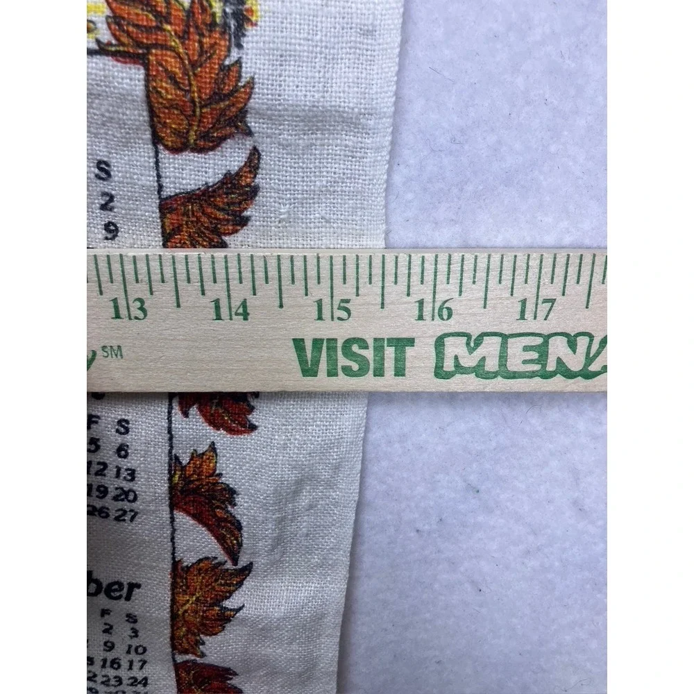 Vintage Tea Towel‎ Calendar White 1983 Covered Bridge Fall Linen Cottage